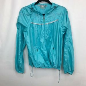 Athleta Aqua Blue Hooded Windbreaker Jacket Small